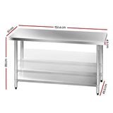 darrahopens Home & Garden > Kitchenware Cefito 1524 x 610mm Commercial Stainless Steel Kitchen Bench