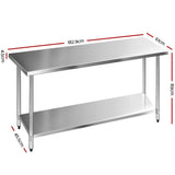 darrahopens Home & Garden > Kitchenware Cefito 1829 x 610mm Commercial Stainless Steel Kitchen Bench