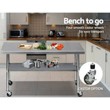 darrahopens Home & Garden > Kitchenware Cefito 1829 x 762mm Commercial Stainless Steel Kitchen Bench with 4pcs Castor Wheels