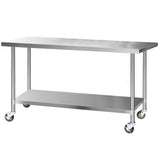 darrahopens Home & Garden > Kitchenware Cefito 1829 x 762mm Commercial Stainless Steel Kitchen Bench with 4pcs Castor Wheels
