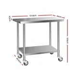 darrahopens Home & Garden > Kitchenware Cefito 304 Stainless Steel Kitchen Benches Work Bench Food Prep Table with Wheels 1219MM x 610MM