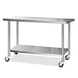 darrahopens Home & Garden > Kitchenware Cefito 304 Stainless Steel Kitchen Benches Work Bench Food Prep Table with Wheels 1524MM x 610MM
