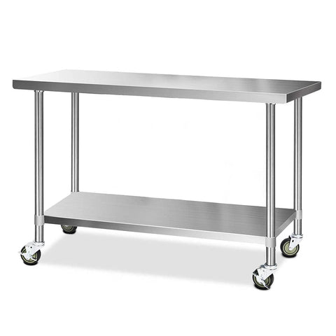 darrahopens Home & Garden > Kitchenware Cefito 304 Stainless Steel Kitchen Benches Work Bench Food Prep Table with Wheels 1524MM x 610MM
