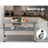 darrahopens Home & Garden > Kitchenware Cefito 304 Stainless Steel Kitchen Benches Work Bench Food Prep Table with Wheels 1829MM x 610MM