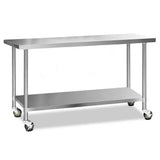 darrahopens Home & Garden > Kitchenware Cefito 304 Stainless Steel Kitchen Benches Work Bench Food Prep Table with Wheels 1829MM x 610MM