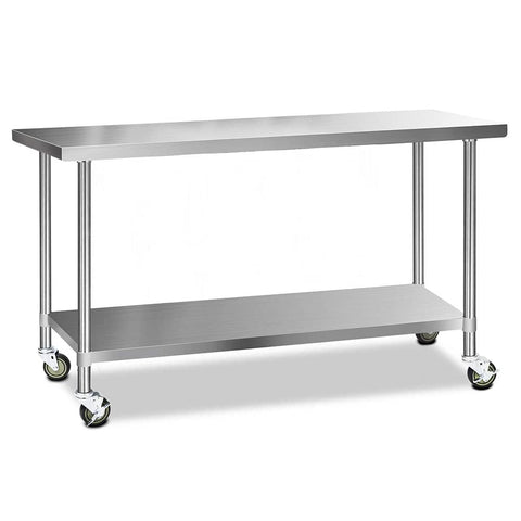 darrahopens Home & Garden > Kitchenware Cefito 304 Stainless Steel Kitchen Benches Work Bench Food Prep Table with Wheels 1829MM x 610MM
