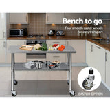 darrahopens Home & Garden > Kitchenware Cefito 430 Stainless Steel Kitchen Benches Work Bench Food Prep Table with Wheels 1219MM x 610MM