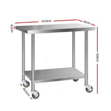 darrahopens Home & Garden > Kitchenware Cefito 430 Stainless Steel Kitchen Benches Work Bench Food Prep Table with Wheels 1219MM x 610MM