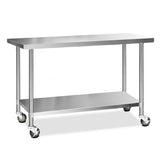 darrahopens Home & Garden > Kitchenware Cefito 430 Stainless Steel Kitchen Benches Work Bench Food Prep Table with Wheels 1524MM x 610MM