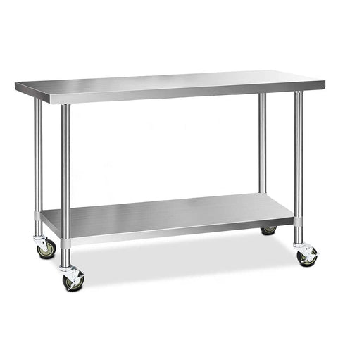darrahopens Home & Garden > Kitchenware Cefito 430 Stainless Steel Kitchen Benches Work Bench Food Prep Table with Wheels 1524MM x 610MM