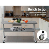 darrahopens Home & Garden > Kitchenware Cefito 430 Stainless Steel Kitchen Benches Work Bench Food Prep Table with Wheels 1829MM x 610MM