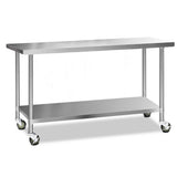 darrahopens Home & Garden > Kitchenware Cefito 430 Stainless Steel Kitchen Benches Work Bench Food Prep Table with Wheels 1829MM x 610MM