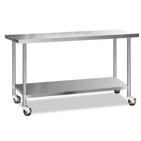 darrahopens Home & Garden > Kitchenware Cefito 430 Stainless Steel Kitchen Benches Work Bench Food Prep Table with Wheels 1829MM x 610MM