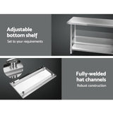darrahopens Home & Garden > Kitchenware Cefito 610 x 1524mm Commercial Stainless Steel Kitchen Bench