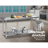 darrahopens Home & Garden > Kitchenware Cefito 610 x 1829mm Commercial Stainless Steel Kitchen Bench