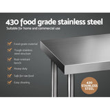 darrahopens Home & Garden > Kitchenware Cefito 610 x 1829mm Commercial Stainless Steel Kitchen Bench