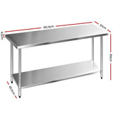 darrahopens Home & Garden > Kitchenware Cefito 610 x 1829mm Commercial Stainless Steel Kitchen Bench