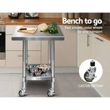 darrahopens Home & Garden > Kitchenware Cefito 762 x 762mm Commercial Stainless Steel Kitchen Bench with 4pcs Castor Wheels