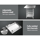 darrahopens Home & Garden > Kitchenware Cefito 762 x 762mm Commercial Stainless Steel Kitchen Bench with 4pcs Castor Wheels