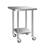 darrahopens Home & Garden > Kitchenware Cefito 762 x 762mm Commercial Stainless Steel Kitchen Bench with 4pcs Castor Wheels