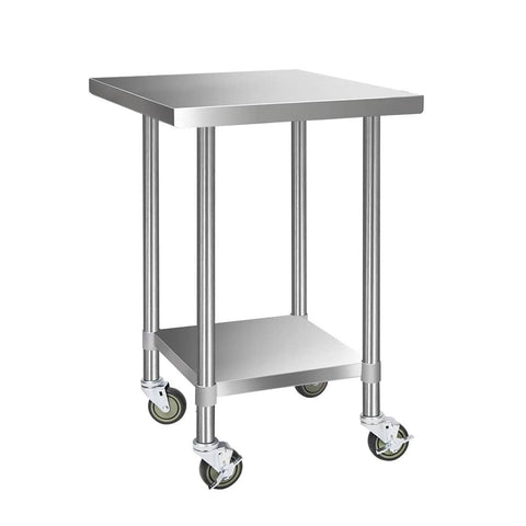 darrahopens Home & Garden > Kitchenware Cefito 762 x 762mm Commercial Stainless Steel Kitchen Bench with 4pcs Castor Wheels