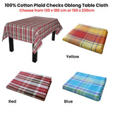 Darrahopens Home & Garden > Kitchenware Cotton Plaid Checks Oblong Table Cloth Blue 130 x 180cm