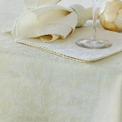 Darrahopens Home & Garden > Kitchenware Damask Embossed Tablecloth 180 x 180 cm Ivory (aka Whisper White)