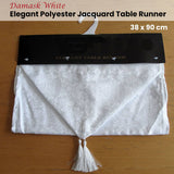 Darrahopens Home & Garden > Kitchenware Damask White Elegant Polyester Jacquard Table Runner 38 x 90 cm