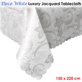 Darrahopens Home & Garden > Kitchenware Deco White Luxury Jacquard Tablecloth 150 x 220 cm