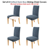 Darrahopens Home & Garden > Kitchenware Home Innovations Set of 4 Easy Fit Stretch Dining Chair Covers Knitted - Dark Blue