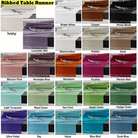 Darrahopens Home & Garden > Kitchenware Hoydu Cotton Ribbed Table Runner 45cm x 150cm - BLUE BIRD