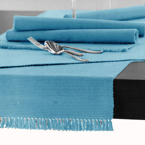 Darrahopens Home & Garden > Kitchenware Hoydu Cotton Ribbed Table Runner 45cm x 150cm - SKY BLUE