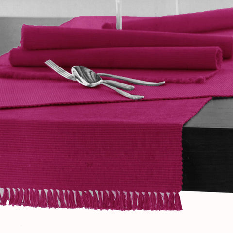 Darrahopens Home & Garden > Kitchenware Hoydu Cotton Ribbed Table Runner 45cm x 200cm - FUSCHIA