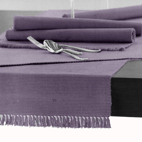 Darrahopens Home & Garden > Kitchenware Hoydu Cotton Ribbed Table Runner 45cm x 200cm - LAVENDER MIST