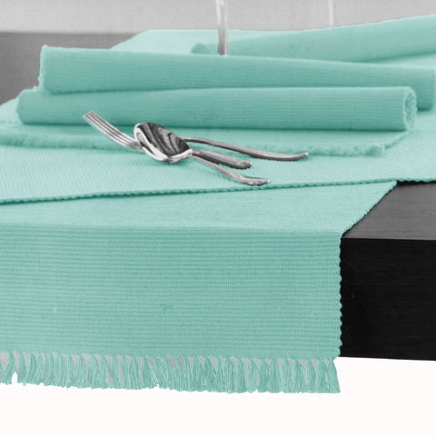 Darrahopens Home & Garden > Kitchenware Hoydu Cotton Ribbed Table Runner 45cm x 200cm - LIGHT TURQUOISE