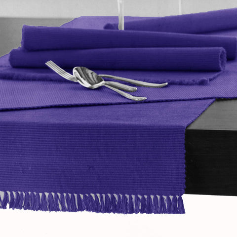 Darrahopens Home & Garden > Kitchenware Hoydu Cotton Ribbed Table Runner 45cm x 200cm - ULTRA VIOLET