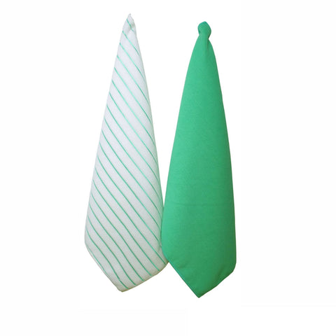 Darrahopens Home & Garden > Kitchenware IDC Homewares Set of 2 Solid and Stripe Microfiber Tea Towels Mint