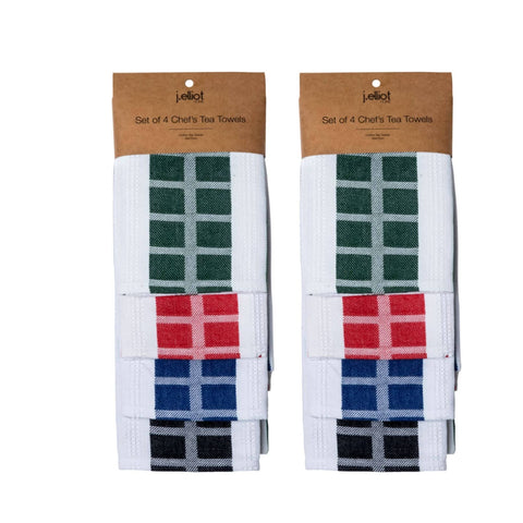 Darrahopens Home & Garden > Kitchenware J.Elliot Home Set of 8 Chef's Waffle Cotton Kitchen Tea Towels 50 x 70 cm