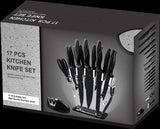 darrahopens Home & Garden > Kitchenware Kitchen 17 Pc Knife Set w/ Block & Sharpener Chef Bread Steak Knives