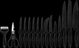 darrahopens Home & Garden > Kitchenware Kitchen 17 Pc Knife Set w/ Block & Sharpener Chef Bread Steak Knives
