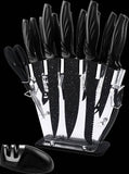 darrahopens Home & Garden > Kitchenware Kitchen 17 Pc Knife Set w/ Block & Sharpener Chef Bread Steak Knives