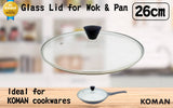 darrahopens Home & Garden > Kitchenware KOMAN 28cm Stainless Steel Glass Lid with Bakelite Handle