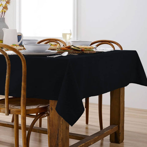 Darrahopens Home & Garden > Kitchenware Ladelle Base Black Linen Look 100% Cotton Tablecloth 150 x 265 cm