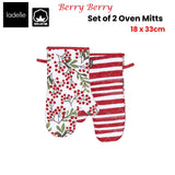 Darrahopens Home & Garden > Kitchenware Ladelle Berry Berry Christmas Set of 2 Oven Mitts 18 x 33 cm