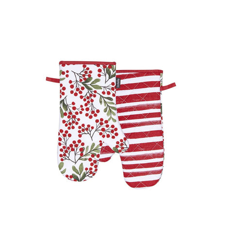 Darrahopens Home & Garden > Kitchenware Ladelle Berry Berry Christmas Set of 2 Oven Mitts 18 x 33 cm