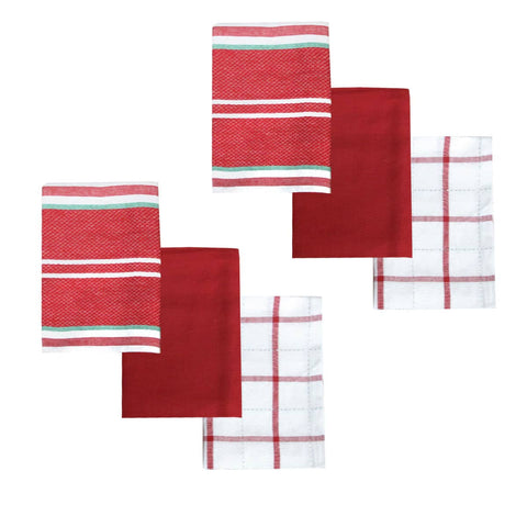 Darrahopens Home & Garden > Kitchenware Ladelle Brick Set of 6 Cotton Kitchen Towels Red Design 6