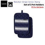 Darrahopens Home & Garden > Kitchenware Ladelle Butcher Stripe Series Navy Set of 2 Pot Holders 17.5 x 24.5cm