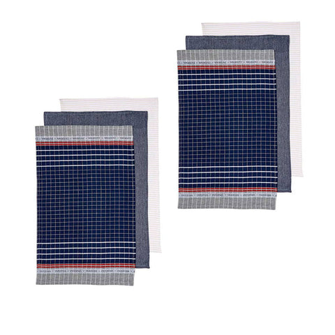 Darrahopens Home & Garden > Kitchenware Ladelle Entertainer Set of 6 Cotton Kitchen Towels Navy