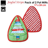 Darrahopens Home & Garden > Kitchenware Ladelle Joyful Stripe Red Set of 2 Pot Mitts 17 x 24 cm