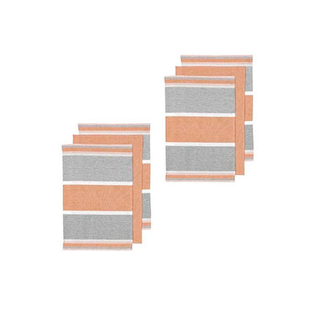 Darrahopens Home & Garden > Kitchenware Ladelle Revive Block Woven Set of 6 Cotton Kitchen Towels Coral